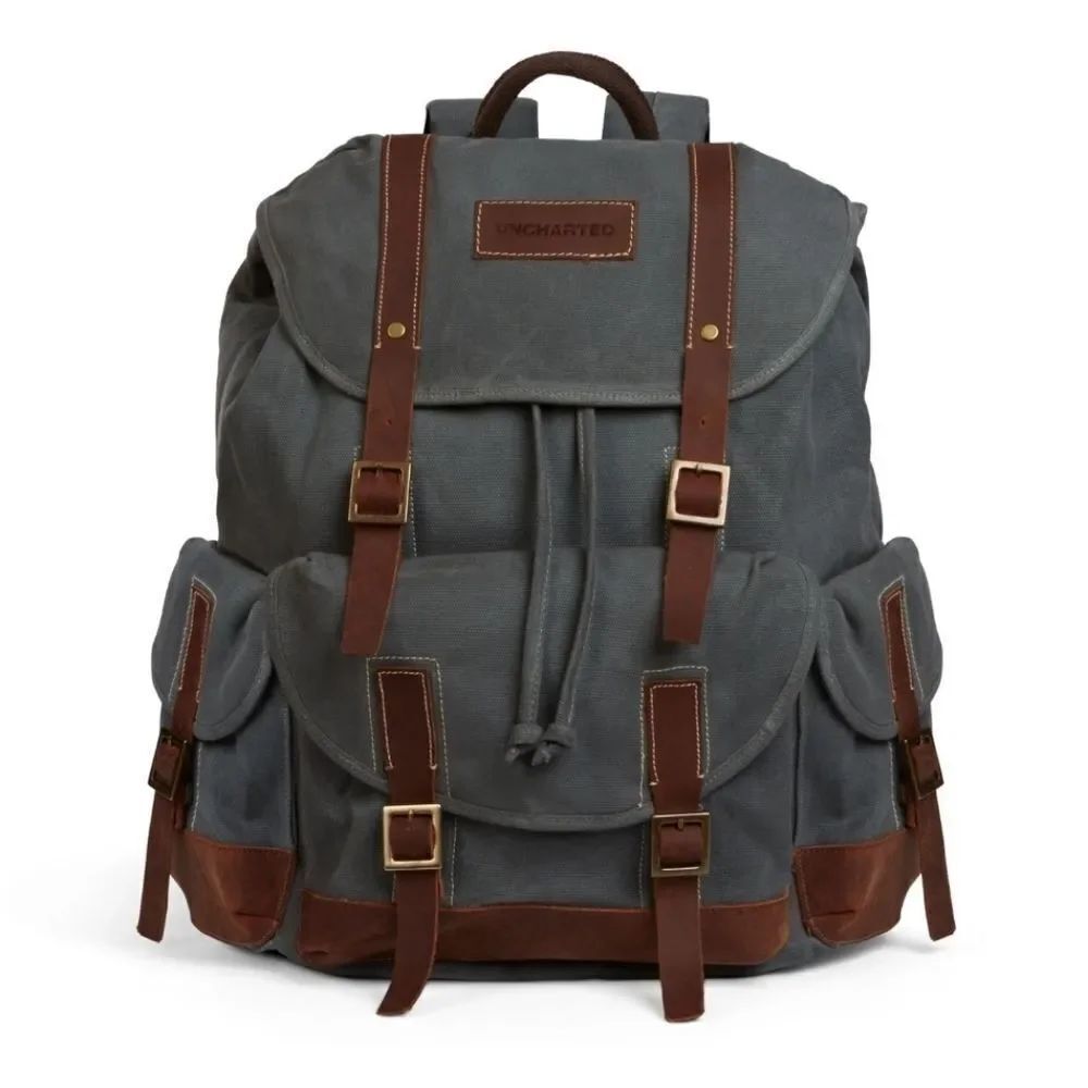 Uncharted 1 2 Drake Canvas Backpack Bag Figure Fits Laptop Sony Naughty Dog NEW